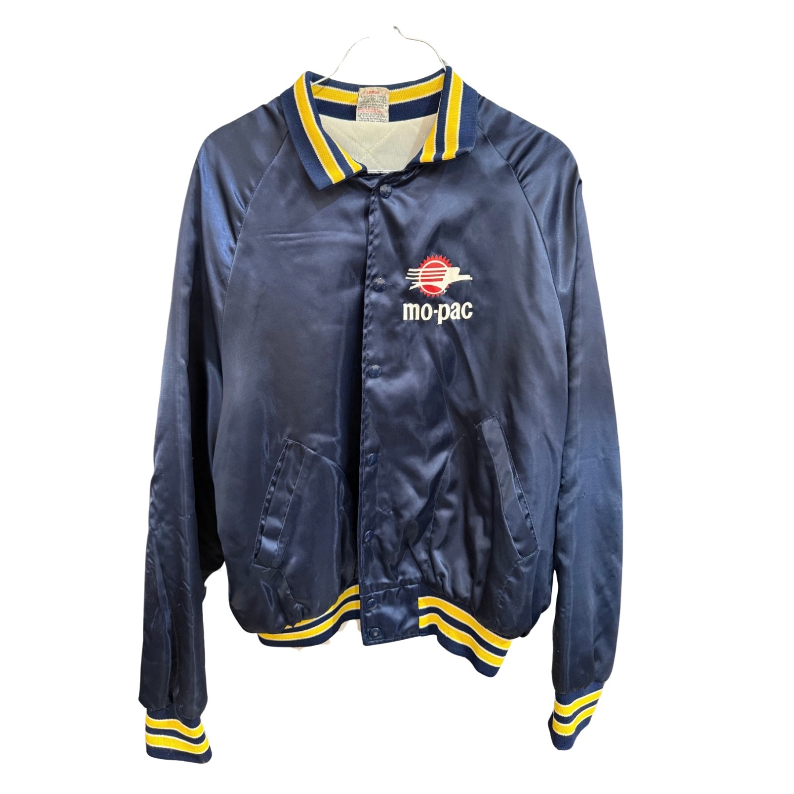 Vintage Mo-Pac Missouri Pacific Railroad Aristo Jac Satin Bomber Jacket L USA