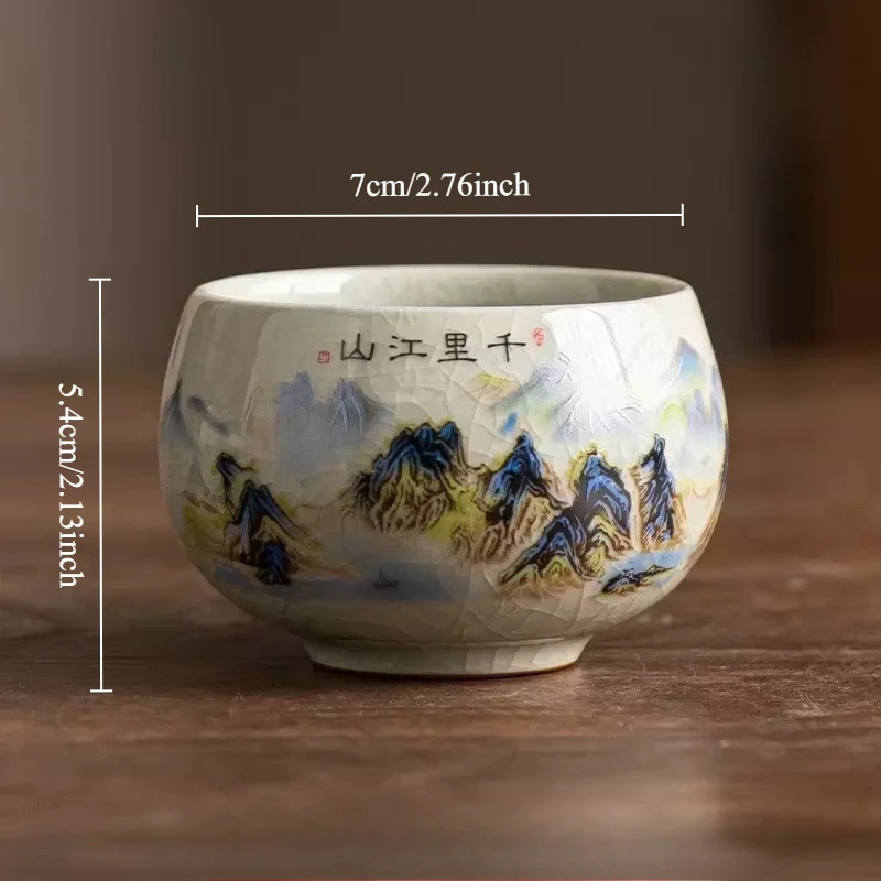 150ml Exquisitely Ice Crack Glaze Ceramic Teacup Hand-painted Master Cup Teaware