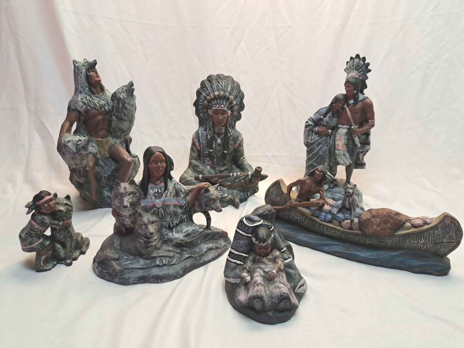 Vintage Provincial Mold Native American Figurine Collection Lifestyle/Family Lot