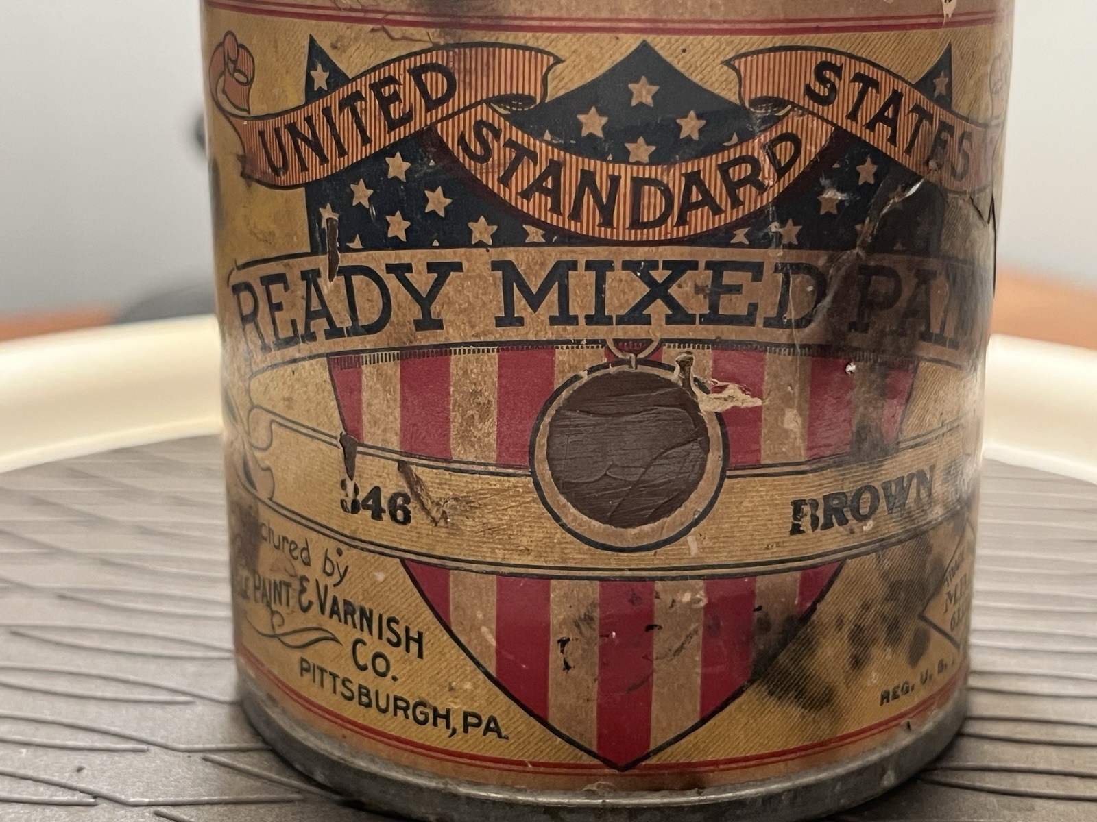 Antique United States Standard Ready Mixed Paint Can Tin