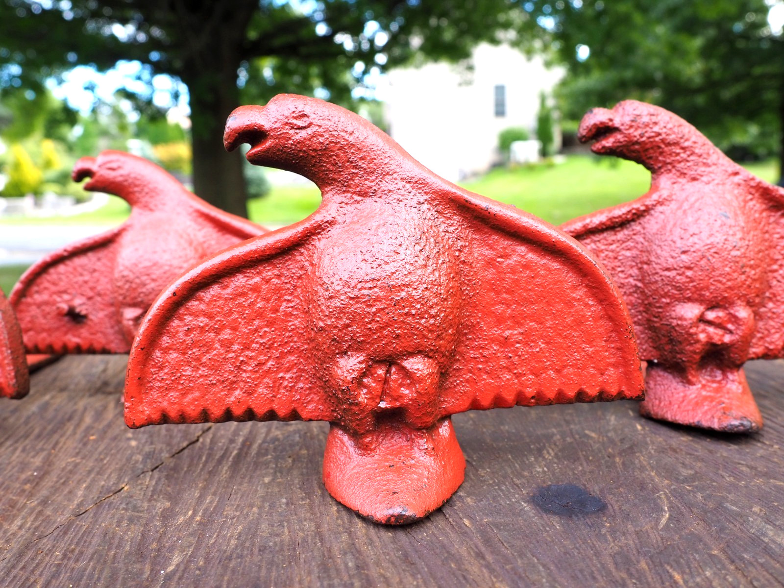 (4) ANTIQUE PA DUTCH ARCHITECTURAL CAST IRON EAGLE SNOW ICE CATCHER ROOF GUARD