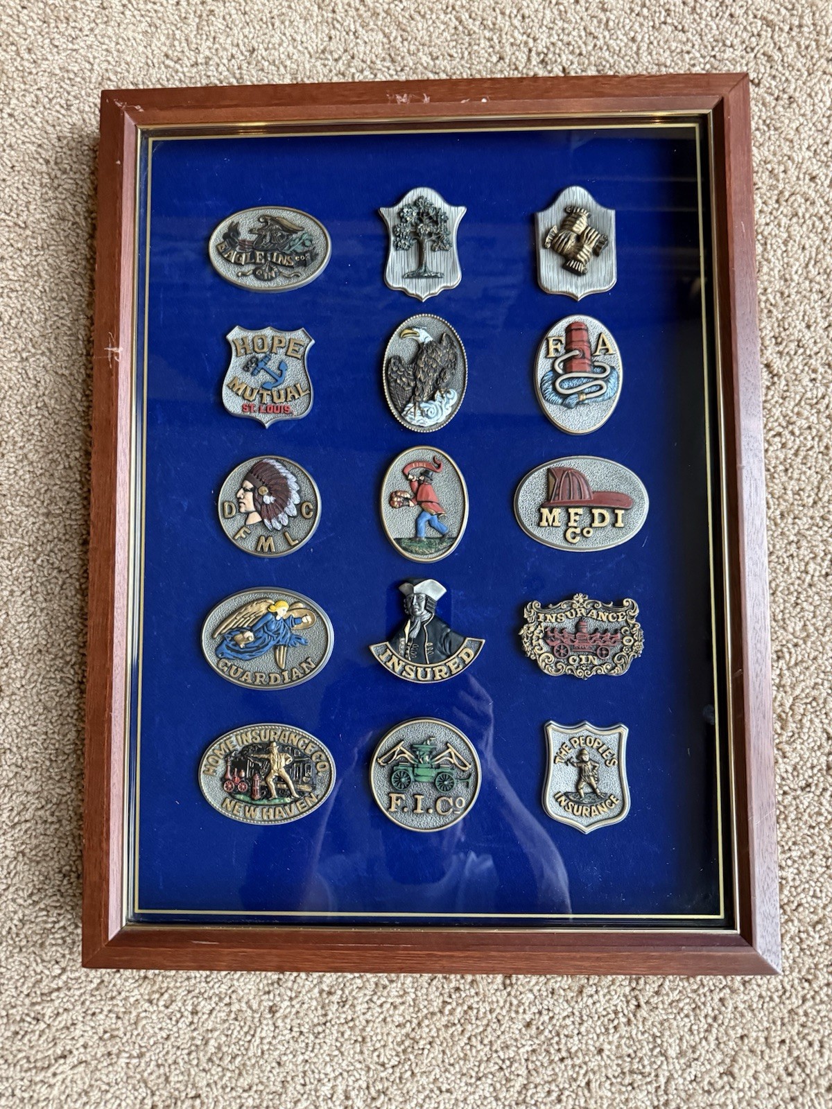 Franklin Mint The Great American Fire Mark Collection Complete Set 15 w/ Display
