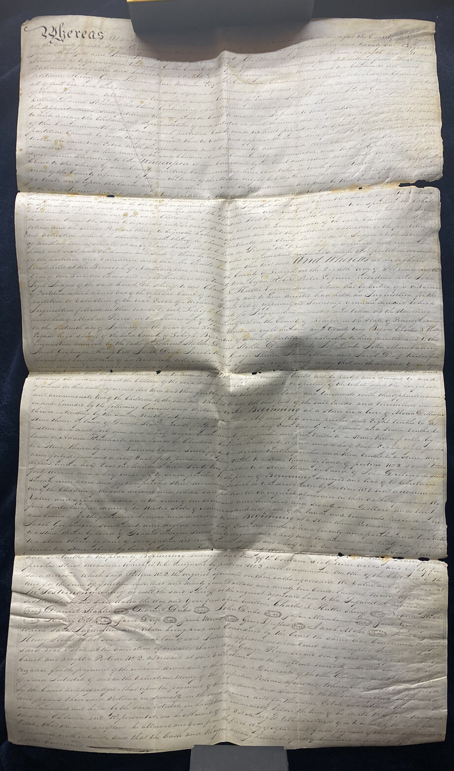 Antique 1821 Vellum Exemplification. Borough of Northampton, Lehigh County, PA