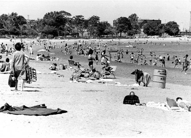 Crowded beach Pleasure Bay South Boston Jul 8 1968 Boston MA Historic Old Photo