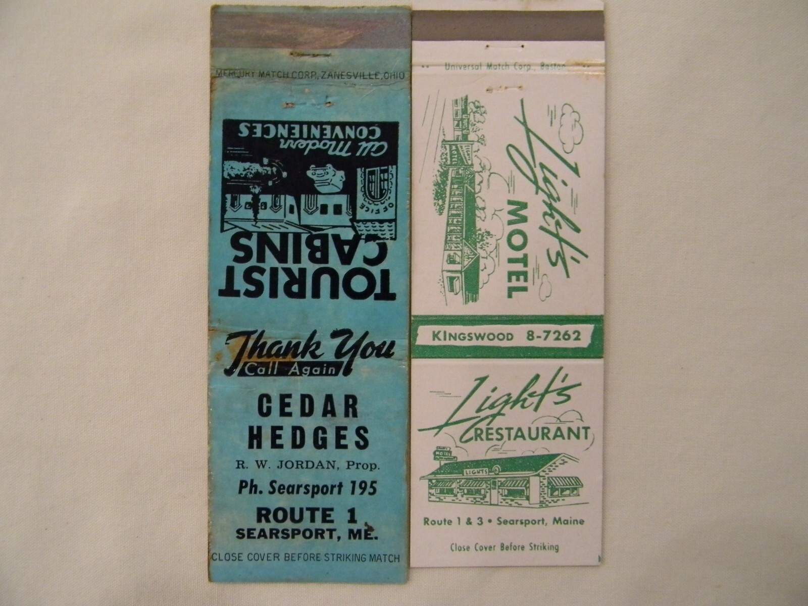 Searsport Maine hospitality f&b low #s matchbooks