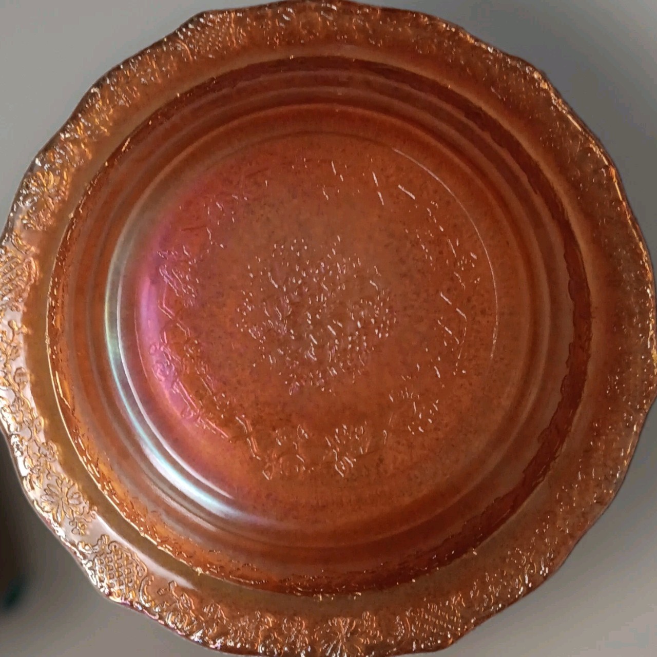 1940\'s Carnival Iridescent Orange Glass Dish