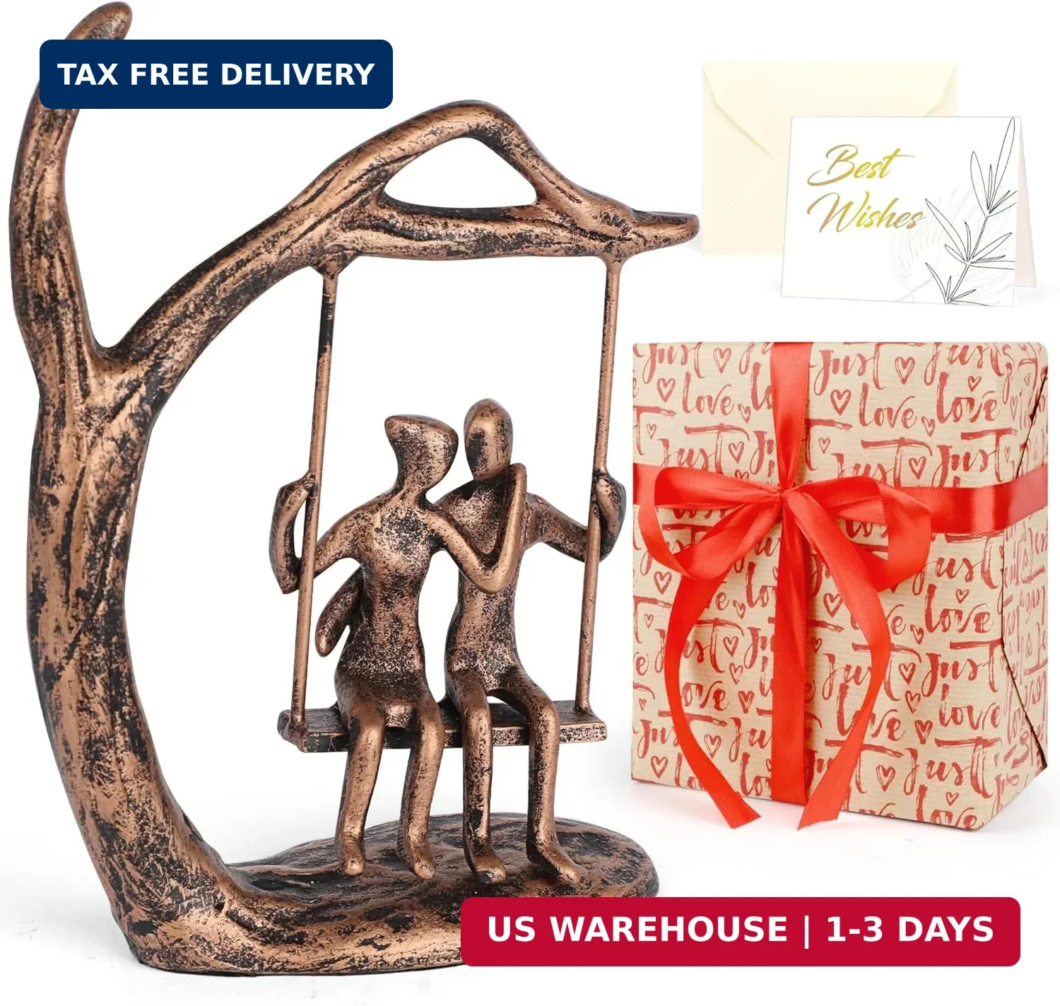Anniversary Wedding Gifts for Couple/Her - Romantic Couple Statue in Love, Antiq