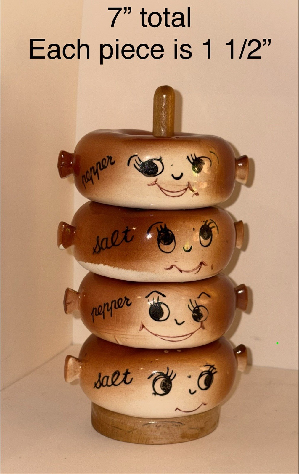 1950s Vintage Anthropomorphic Doughnut/Bagel Salt and Pepper Shakers