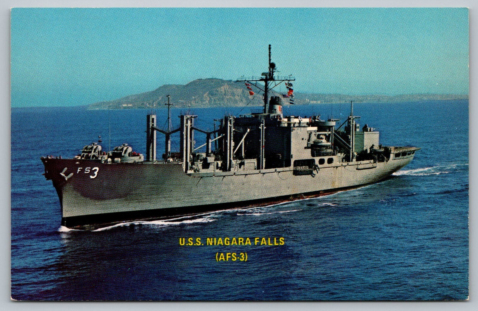 Postcard U.S.S. Niagara Falls AFS-3 Navy Combat Battle Ship Boat Destroyer