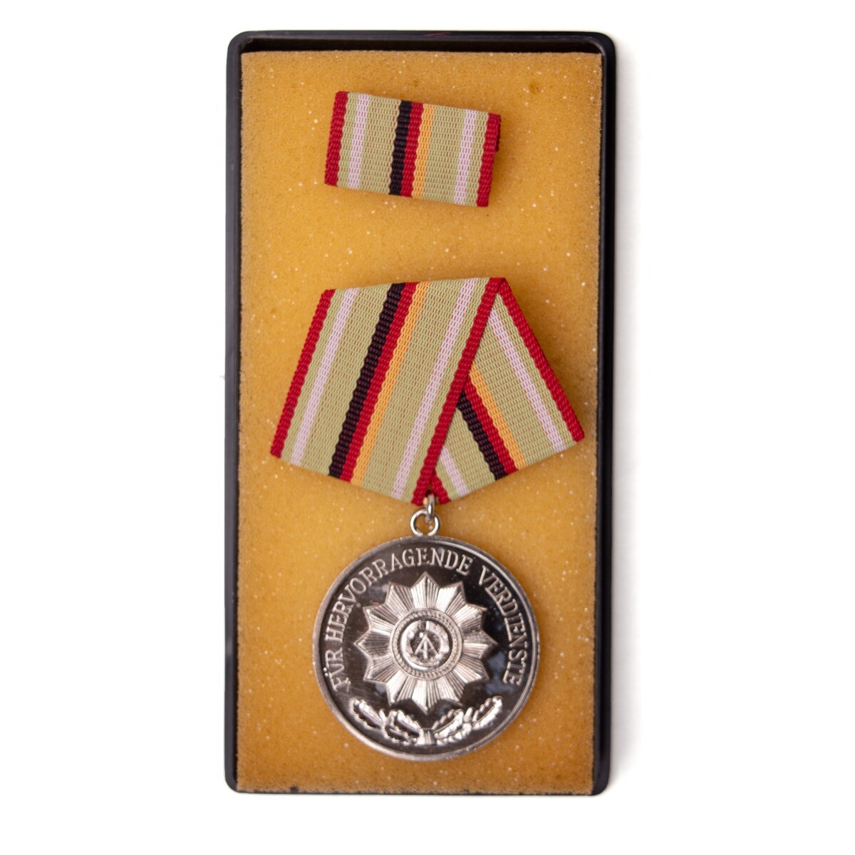 Authentic East German Interior Ministry Silver Merit Medal with Ribbon