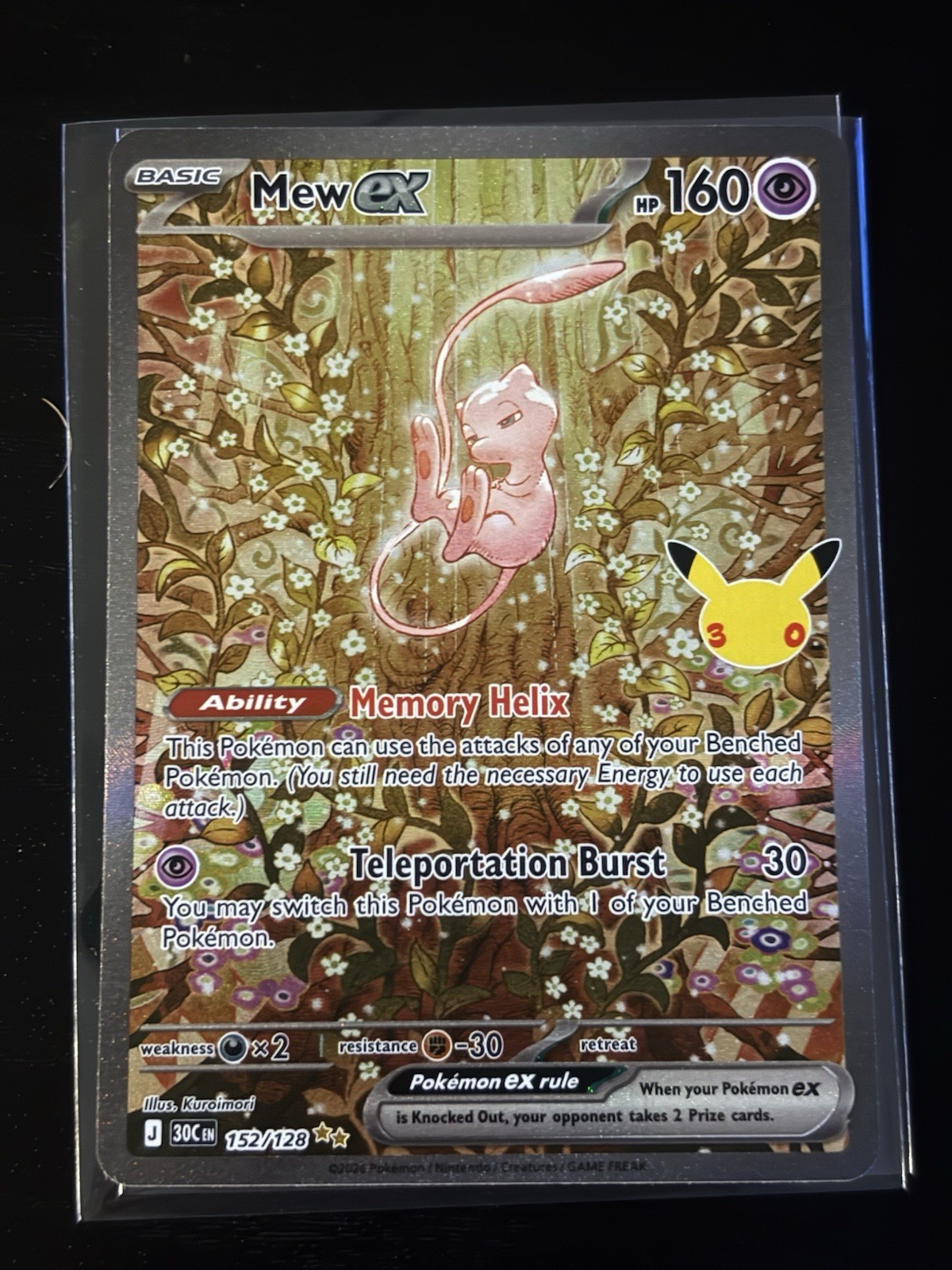 Pokémon TCG Mew ex 152/128 30th Celebrations Full Art Holo Ultra Rare Card Pokémon TCG Mew ex 152/128 30th Celebrations Full Art Holo Ultra Rare Card