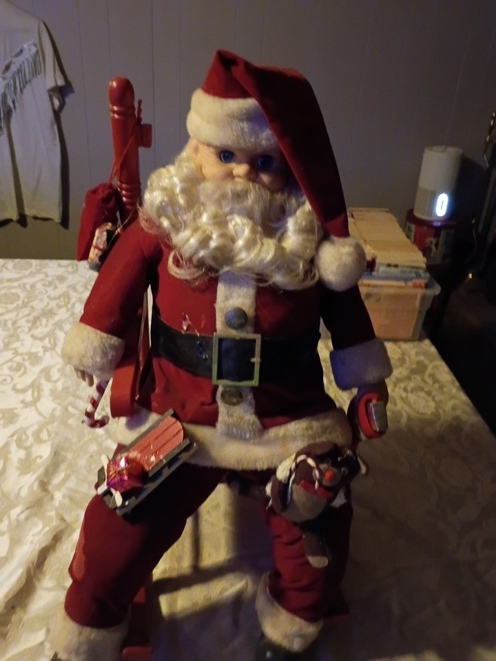 Vintage 1991 Gemmy Animated Rocking Santa Claus Musical Decoration w/ Box