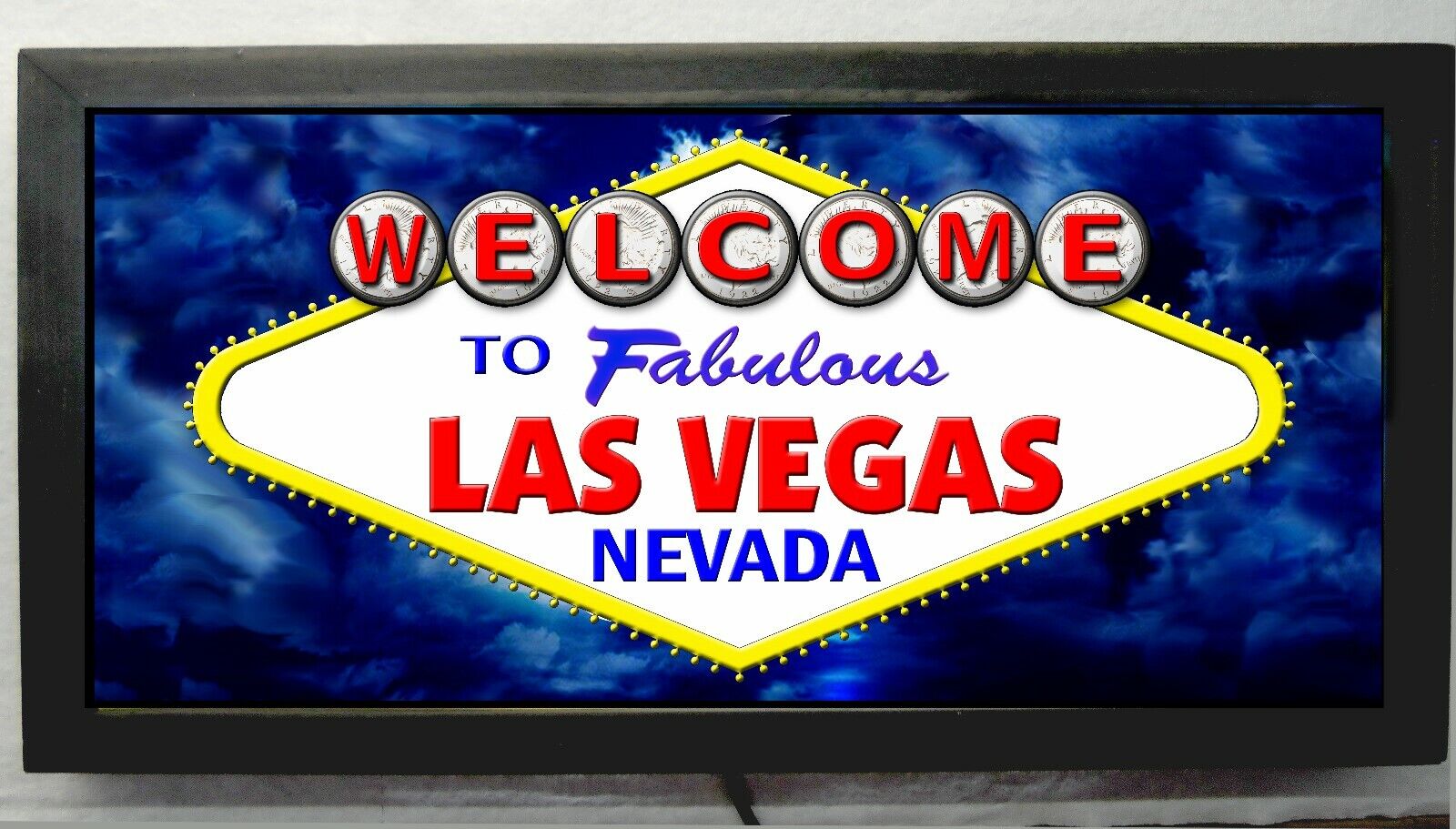 LED LIGHTED WELCOME TO FABULOUS LAS VEGAS SIGN CASINO SLOTS GAMBLING SIGN