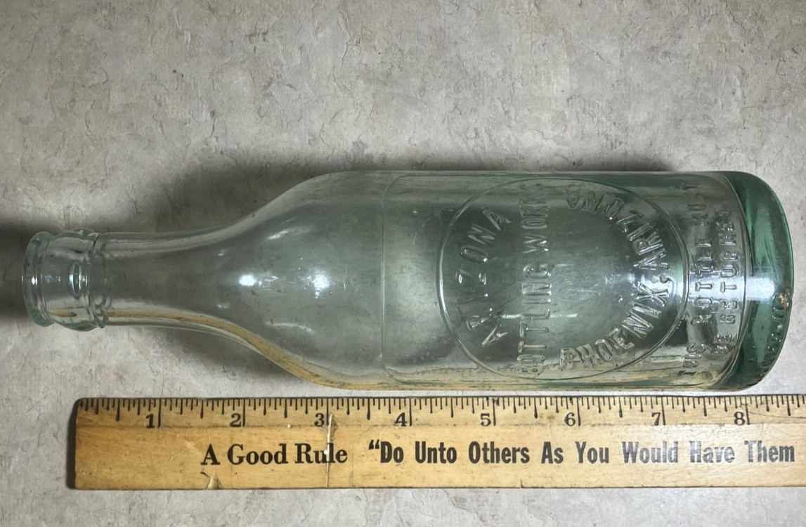 From estate-Antique Embossed Arizona Bottling Works-Phoenix, Arizona soda bottle