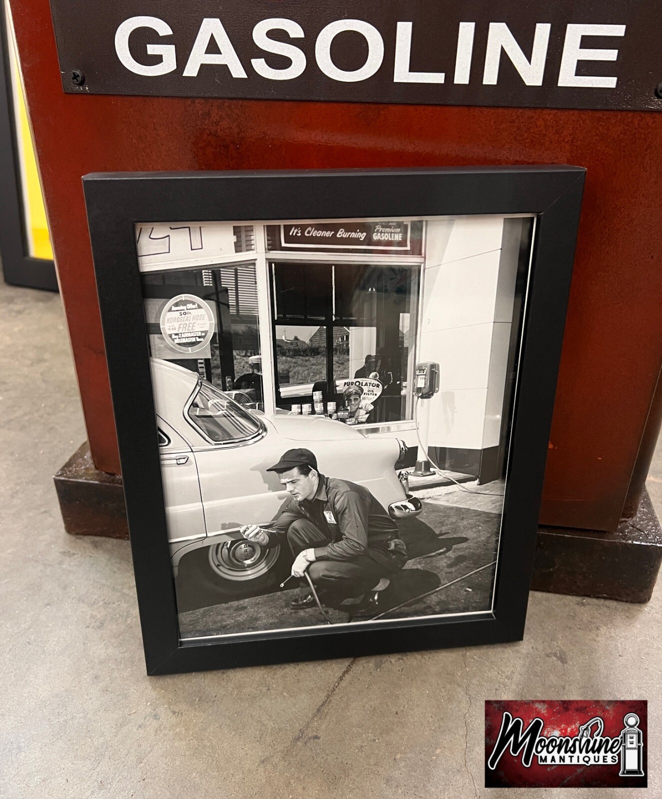 Vtg. Original 1950's CITIES SERVICE STATION Framed Photo