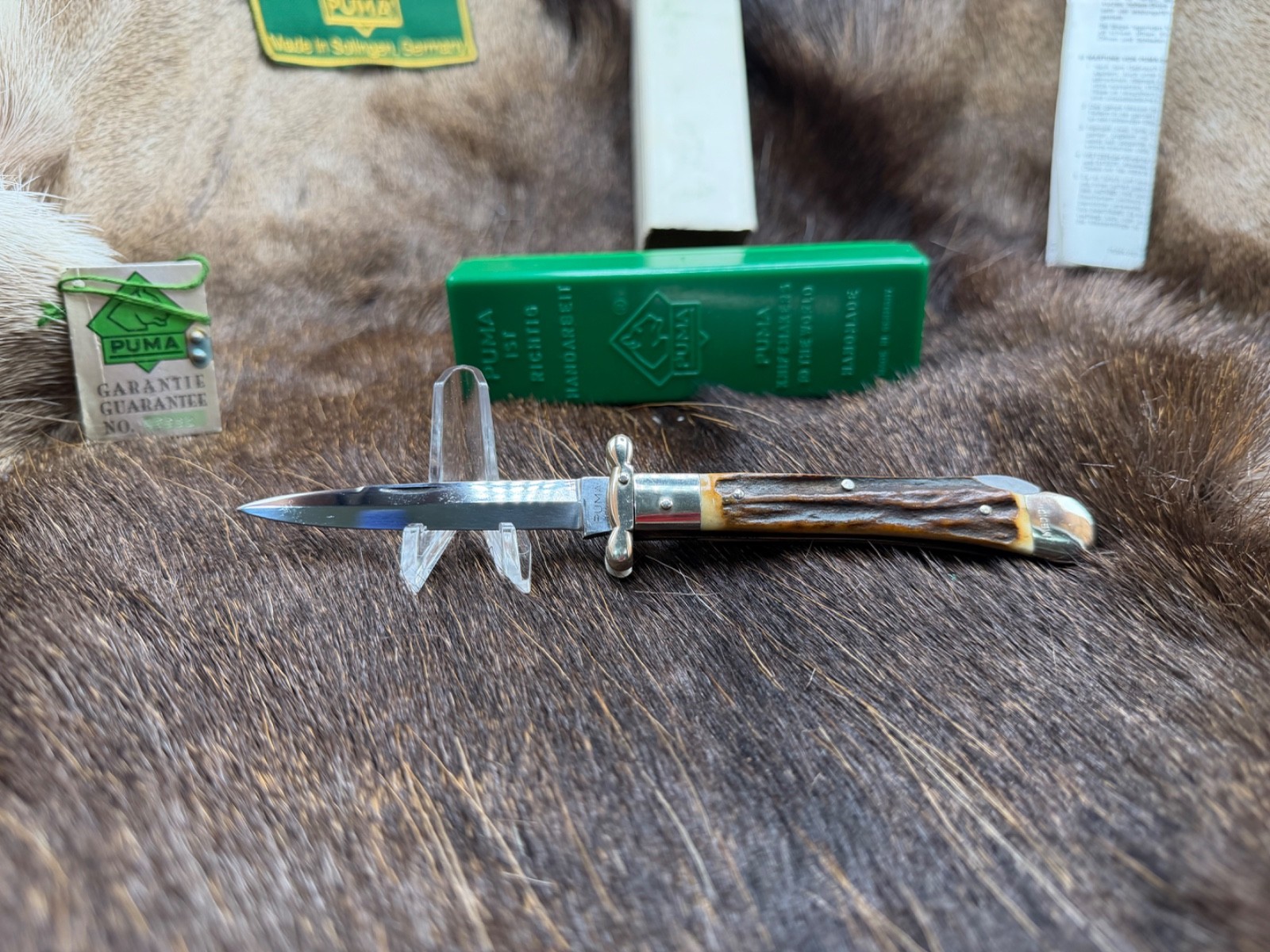 1989 Vintage Puma 563 Medici Knife With Stag Handles With Puma Tag -Mint In Box