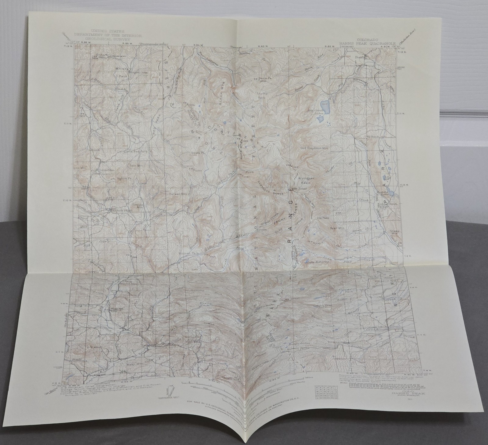 Hahns Peak Quadrangle Colorado 1911 Topo Map USGS 15 Minute Topographic Vintage