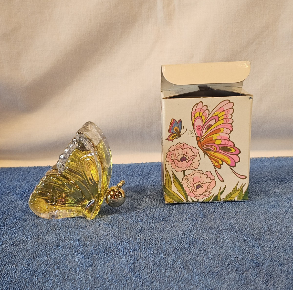 Vintage Avon Butterfly Iridescent Glass Topaze Cologne Rare w/Box-NOS