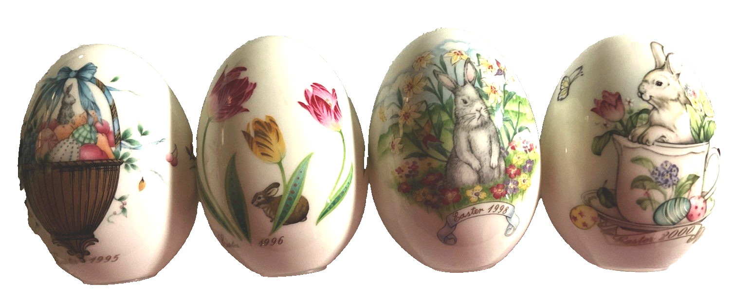 4 Noritake Easter Eggs  Limited Edition 1995, 1996, 1998, 2000