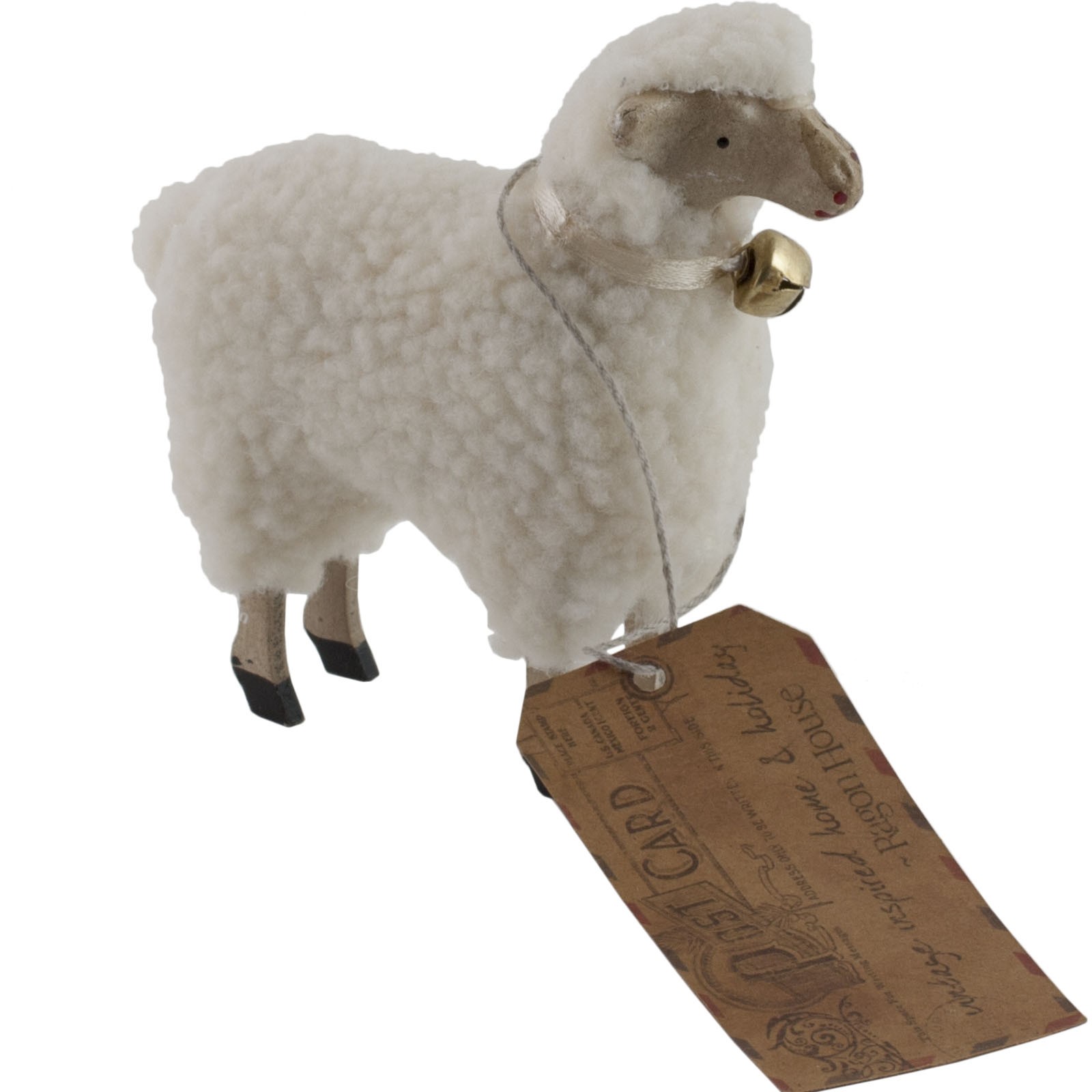 Wooly Easter German Style White Sheep Lamb Figure with Bell 4\