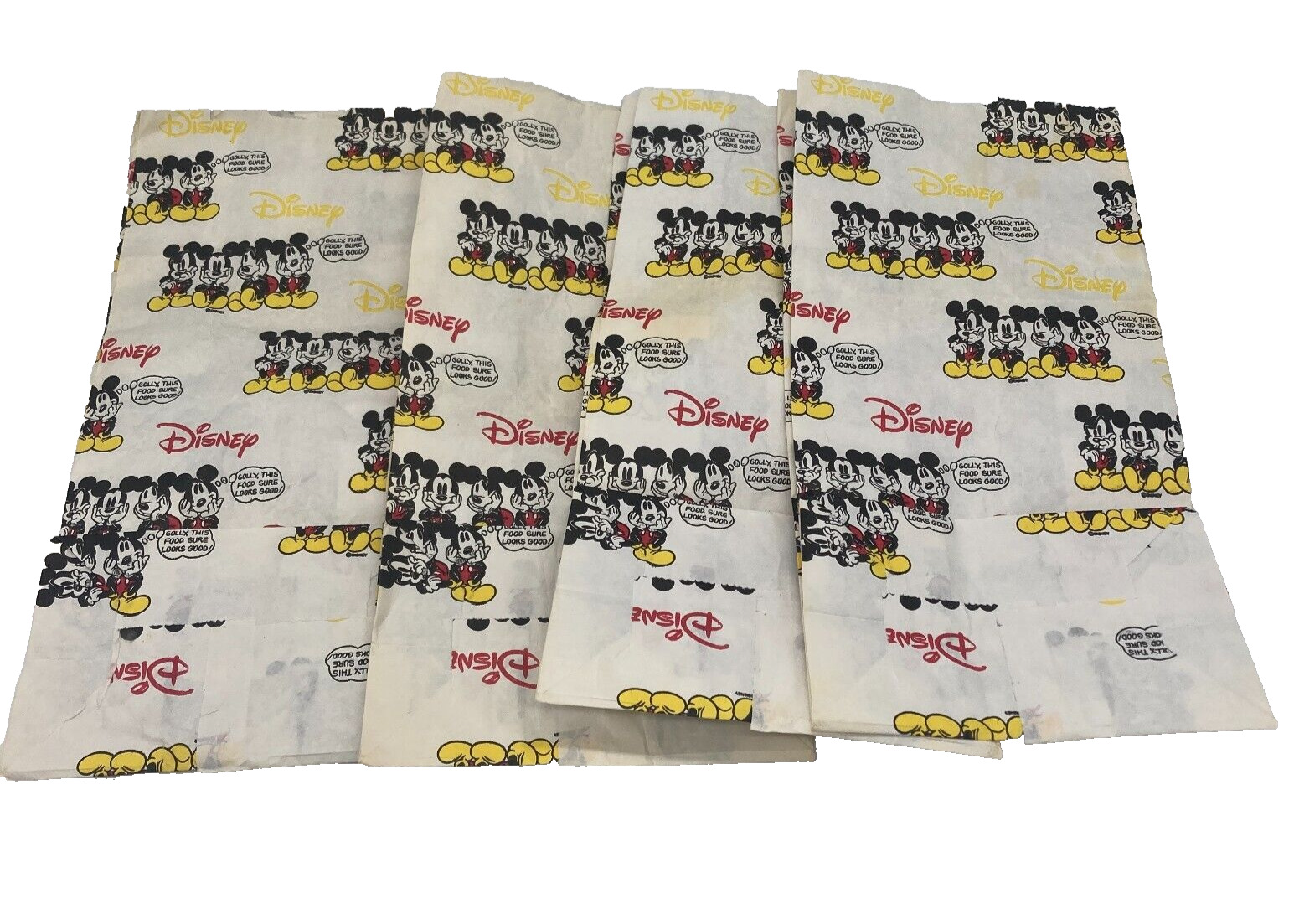 4 Vintage Walt Disney Disneyland Paper Bags Original Mickey Mouse