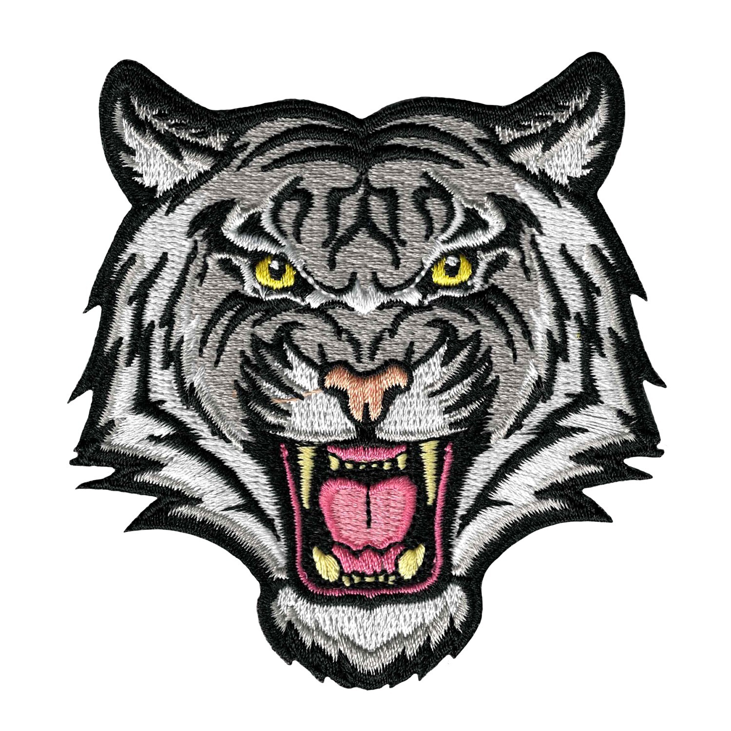 WHITE TIGER iron-on PATCH embroidered ROARING WILD ANIMAL SOUVENIR APPLIQUE new