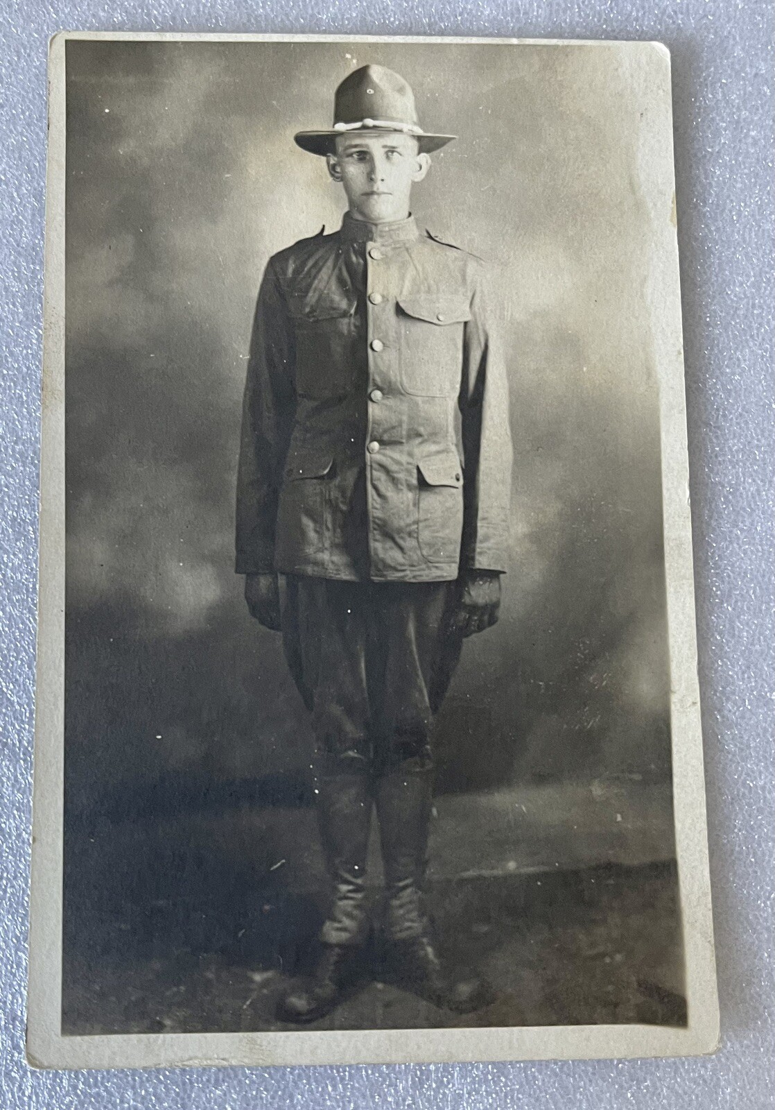 RPPC 1918 postcard 22 year old brother Constantine uniform suit man boy