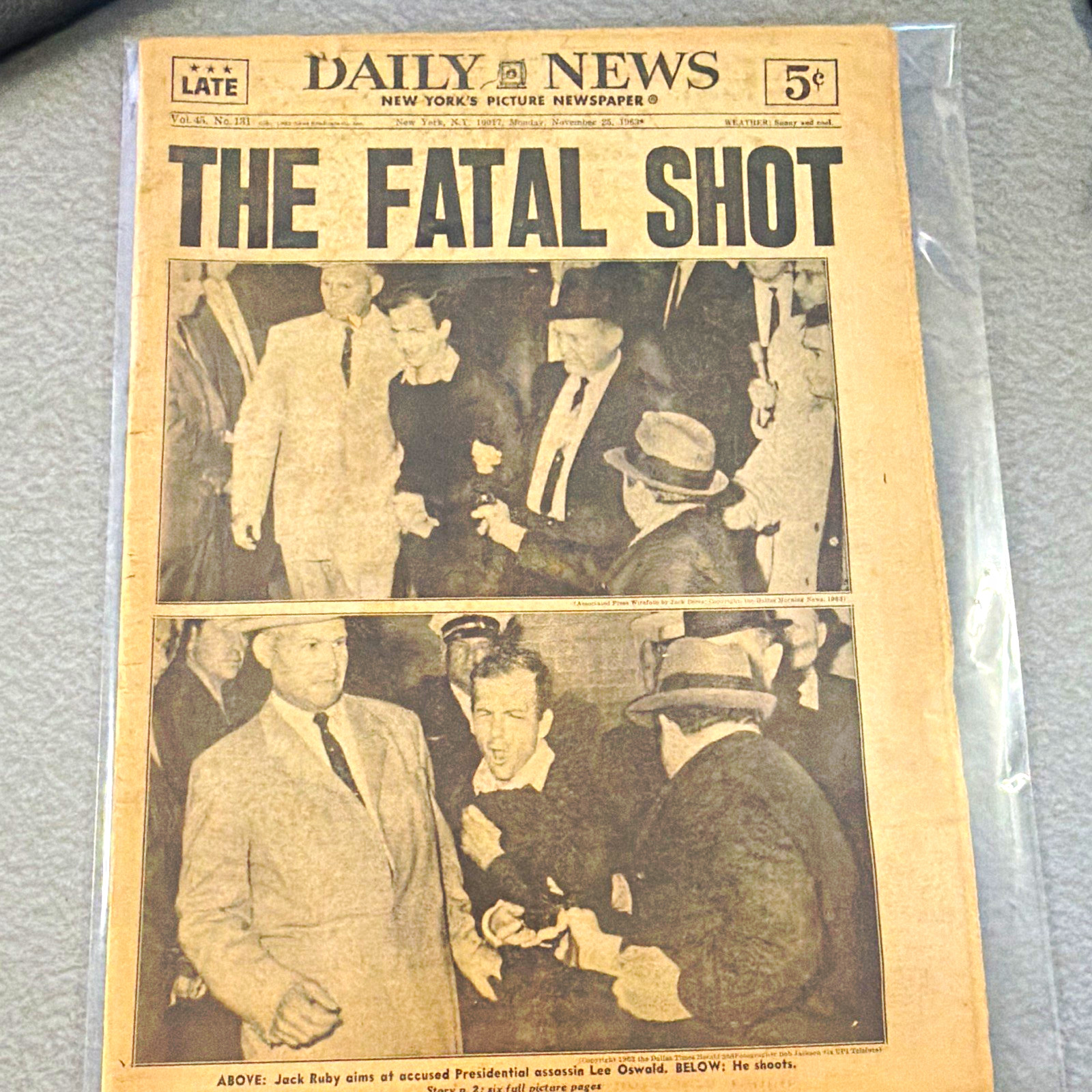 Vintage Nov 25, 1963 NY Daily News 
