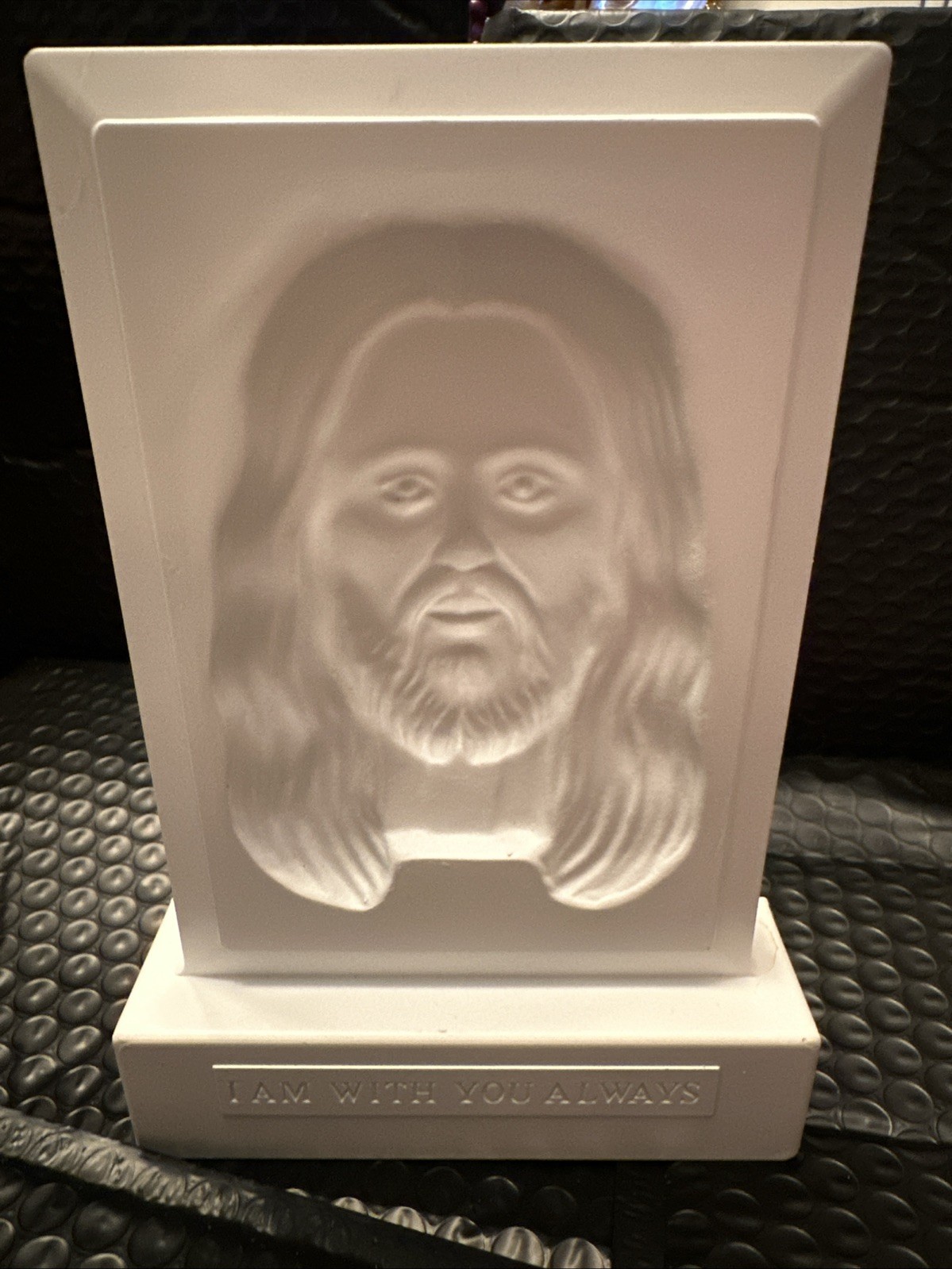 Vtg Ron Cotter Miracle Face of Jesus I Am with You Always Devotional Plaque 1991