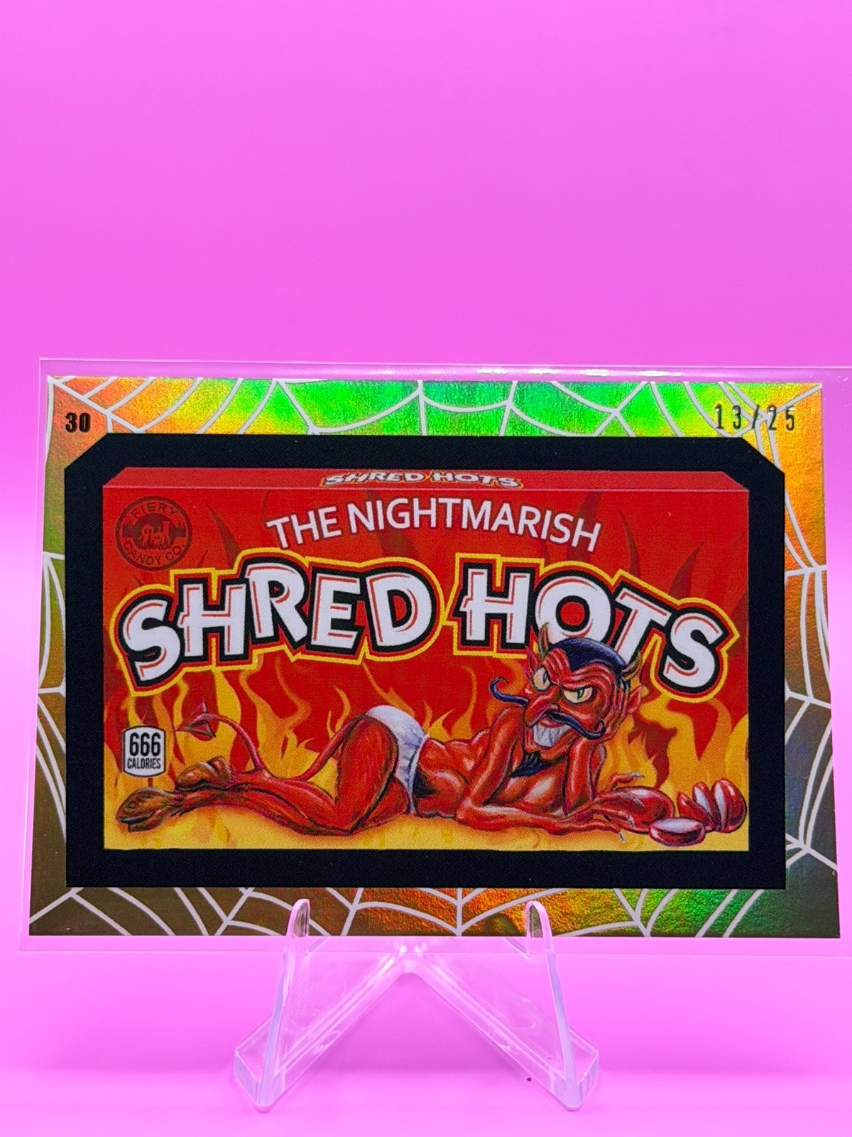 2025 Wacky Packages All-New Halloween Series GOLD WEB FOIL #30 SHRED HOTS #13/25
