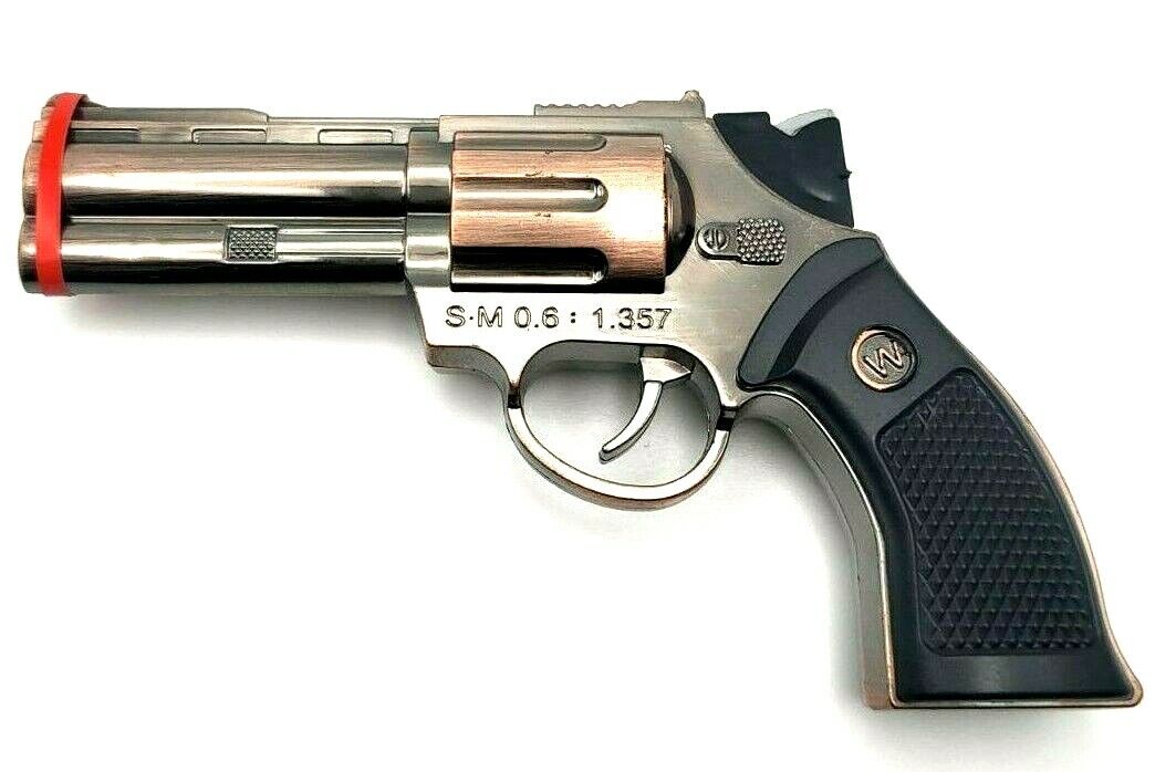 Revolver Torch Pistol Gun Shaped LIGHTER Hammer Activated Jet Torch Flame