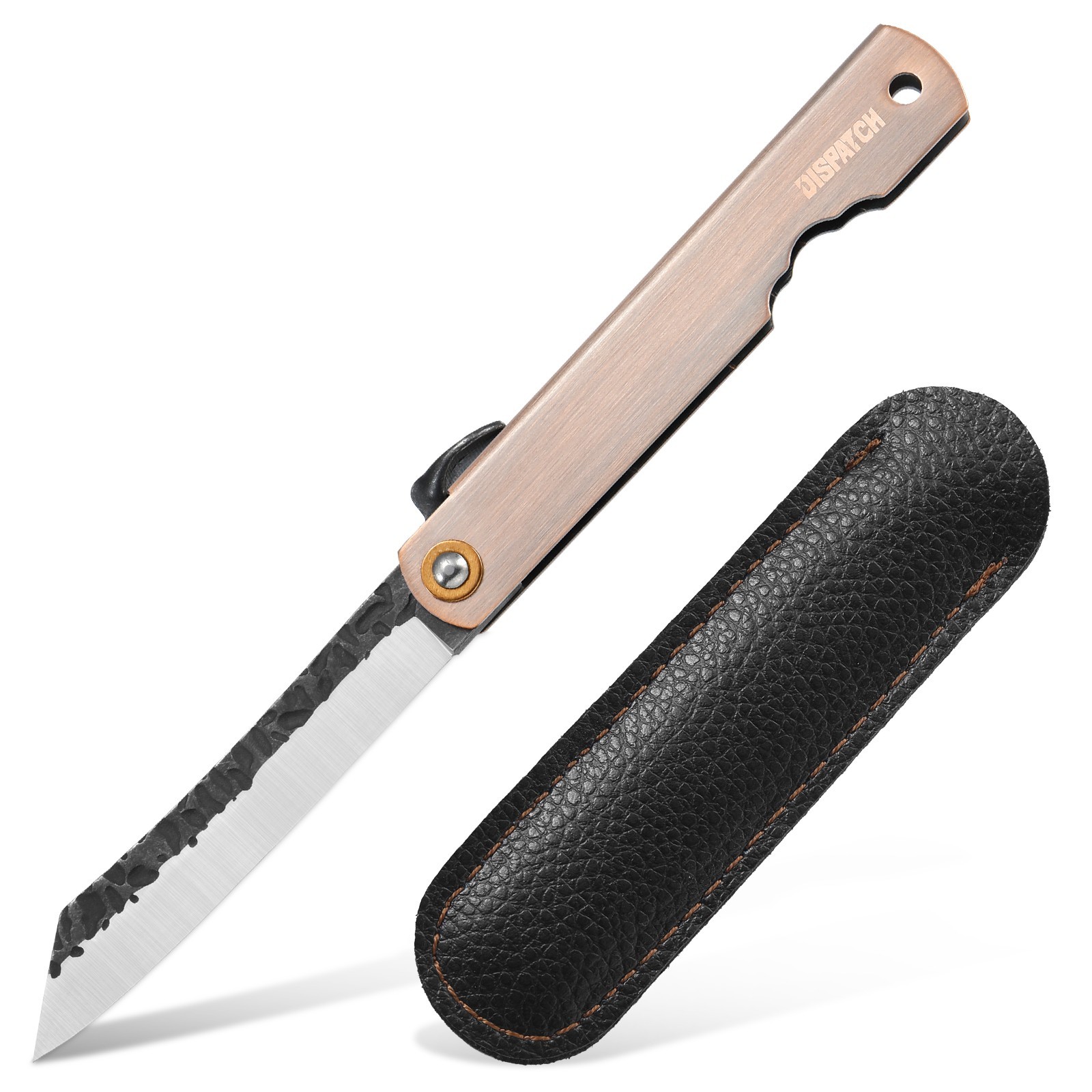 3.6'' Higonokami Folding Knife Black Stonewash 7Cr Steel Blade w/ PU Sheath 3.6'' Higonokami Folding Knife Black Stonewash 7Cr Steel Blade w/ PU Sheath