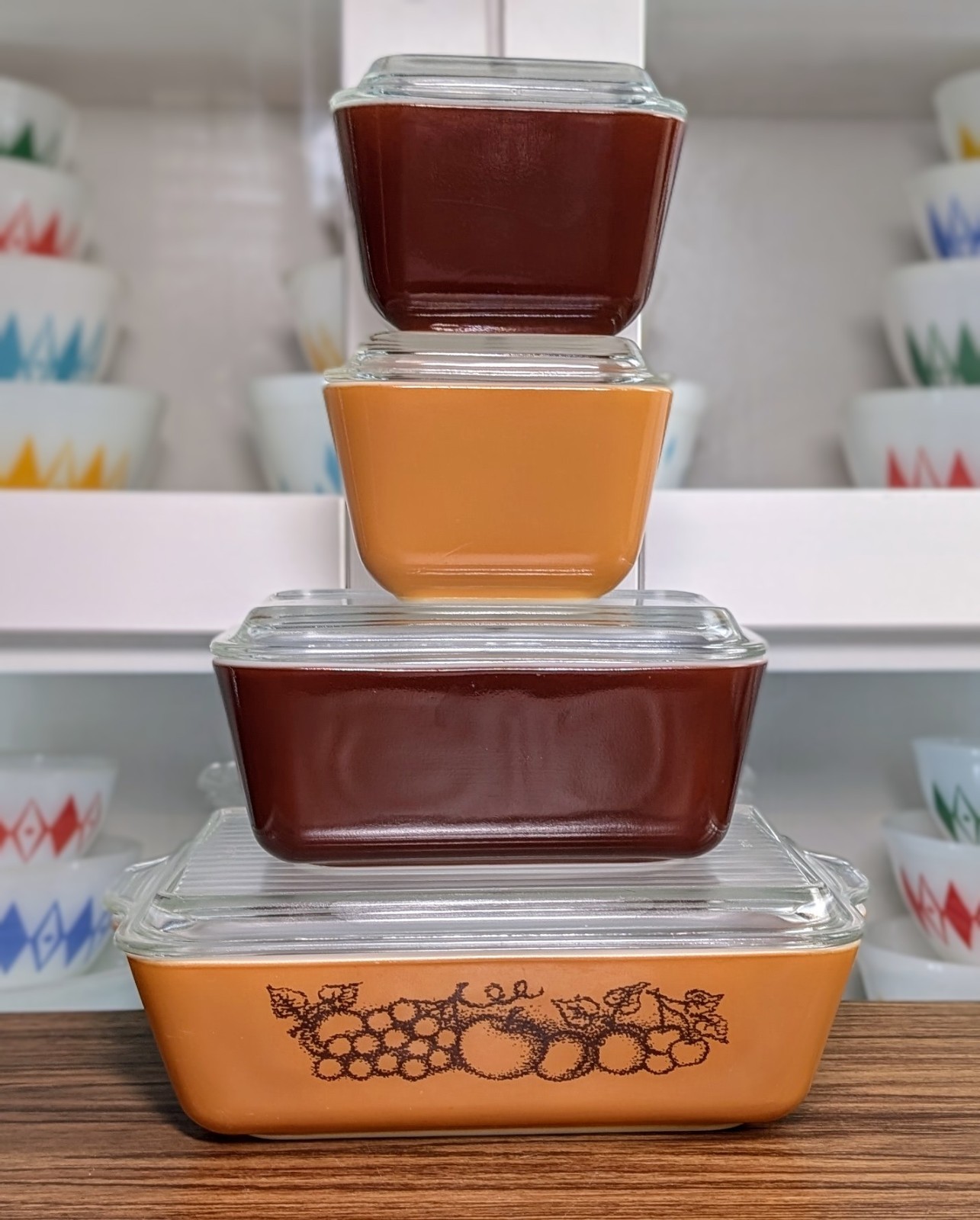 Vintage Pyrex Old Orchard Oven Refrigerator Freezer Set 8 Piece Complete Vintage Pyrex Old Orchard Oven Refrigerator Freezer Set 8 Piece Complete