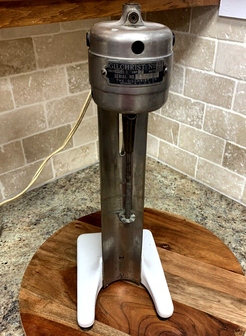 Vintage Gilchrist No. 22 White Porcelain Base Milkshake Mixer Working (18F)
