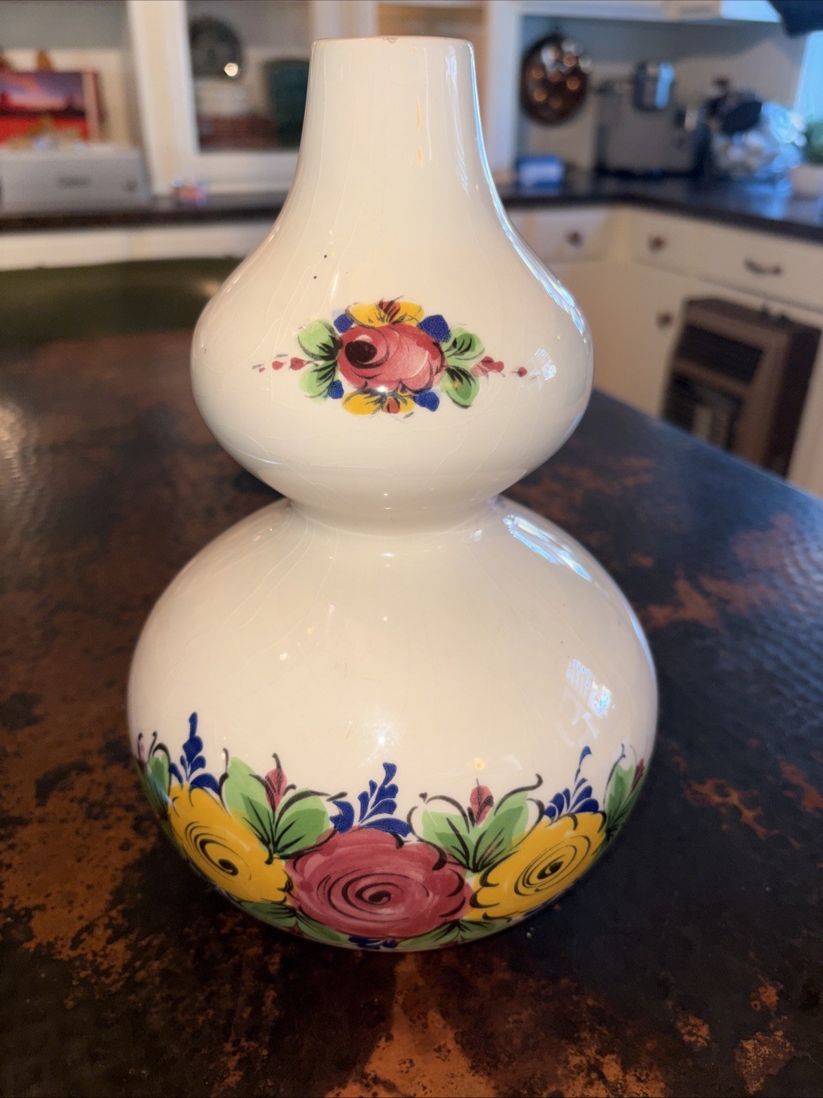 Vestal Alcobach Jug Vase Flowers Pot Belly Hand Painted Ceramic Pottery Portugal