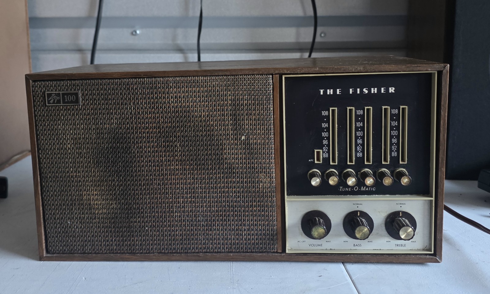 Fisher 100 Tune-O-Matic FM Table Radio Tested and Works Vintage Microreceiver