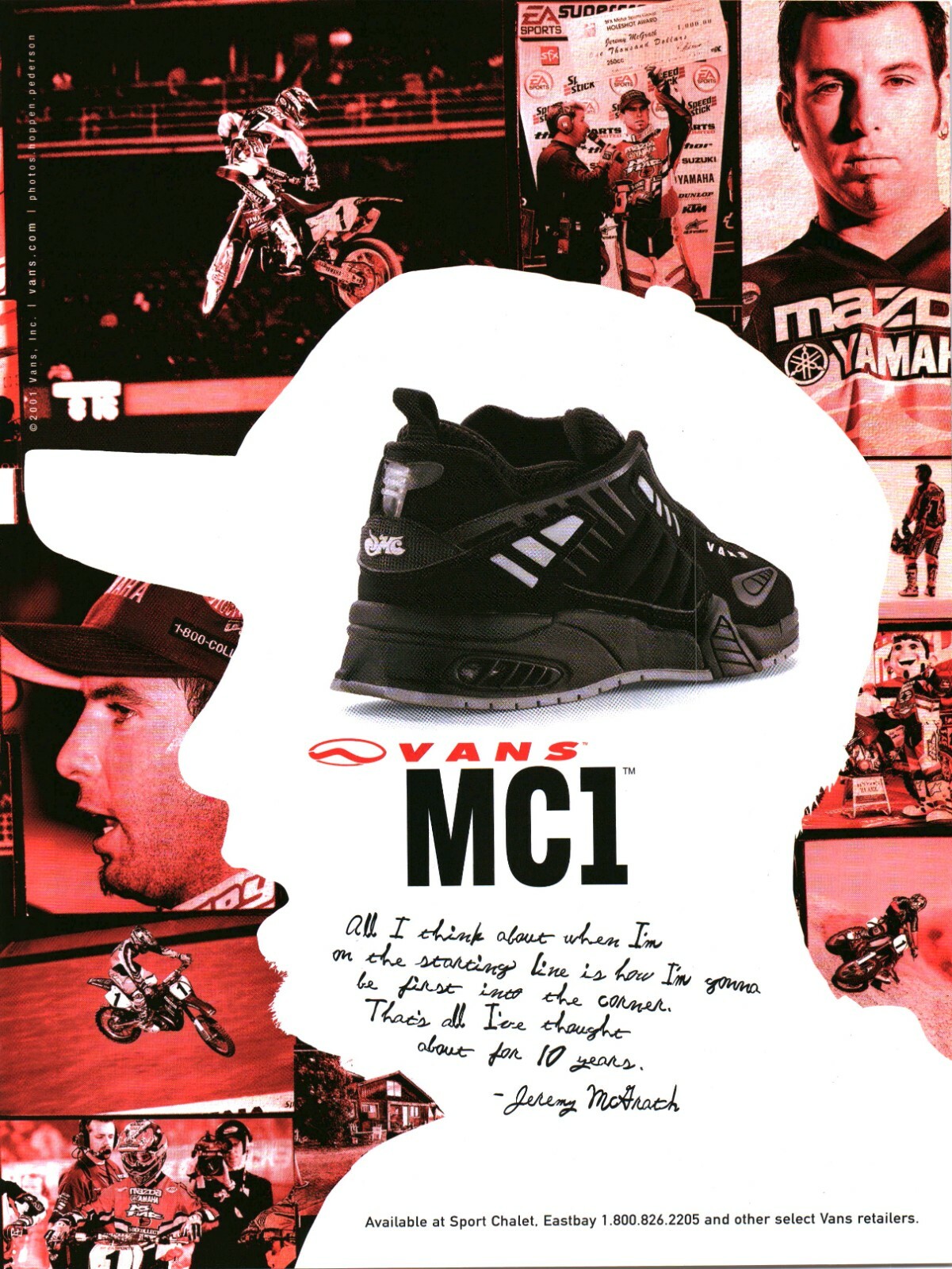 Vans 2001 Vans MC1 Shoe Vintage Print Ad Jeremy McGrath Motorcross Eastbay VTG