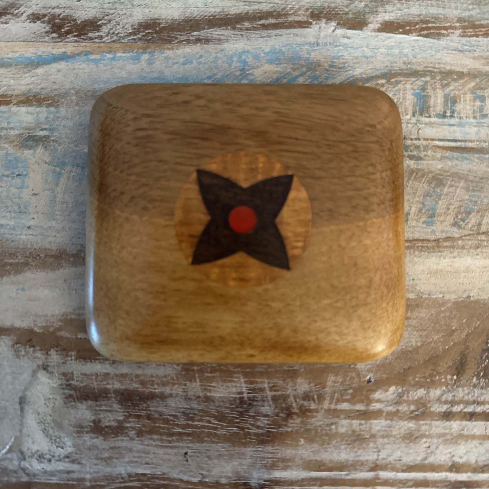 Rare Vintage Wood Cigarette Case Handmade Wooden Pocket Box ⭐❤️