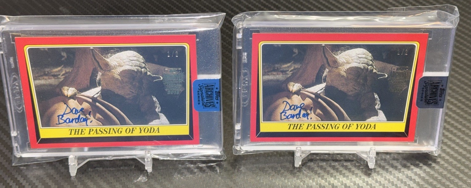 2018 Topps Archives Star Wars Dave Barclay Auto Yoda Buyback 1/2 & 2/2 Lot RARE