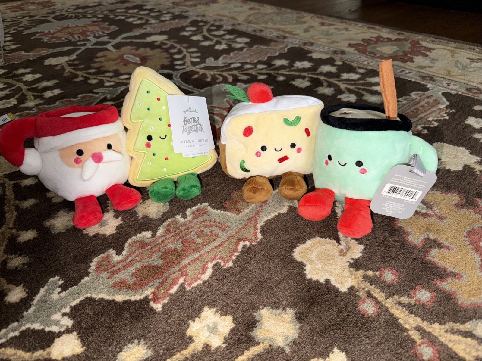 Hallmark Better Together-Santa\'s Milk & Tree Cookie Magnetic Plush-New With Tags