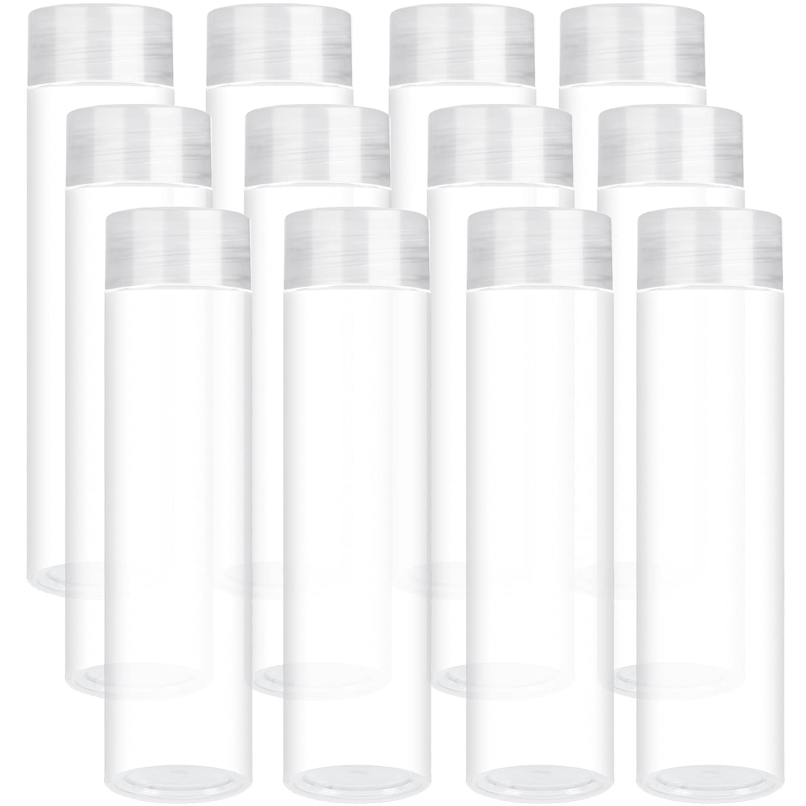 Aneco 12 Pack 12 Ounce PET Empty Juice Bottles with Lids Reusable Clear Lid 