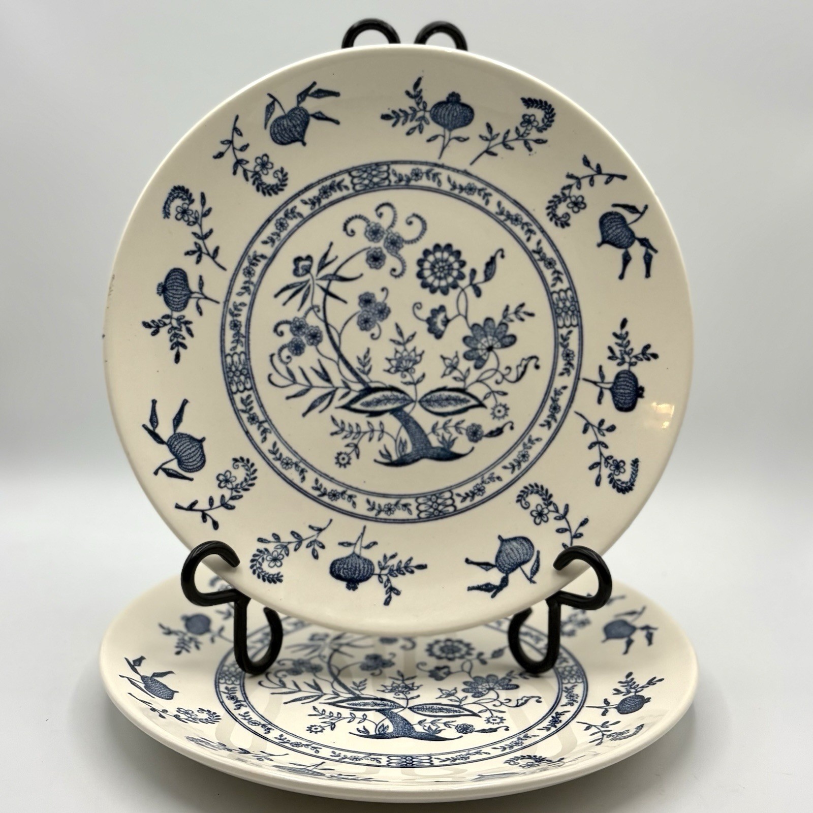2 Vintage SCIO Blue Onion Dinner Plates Made In USA 9.75” Mid Century