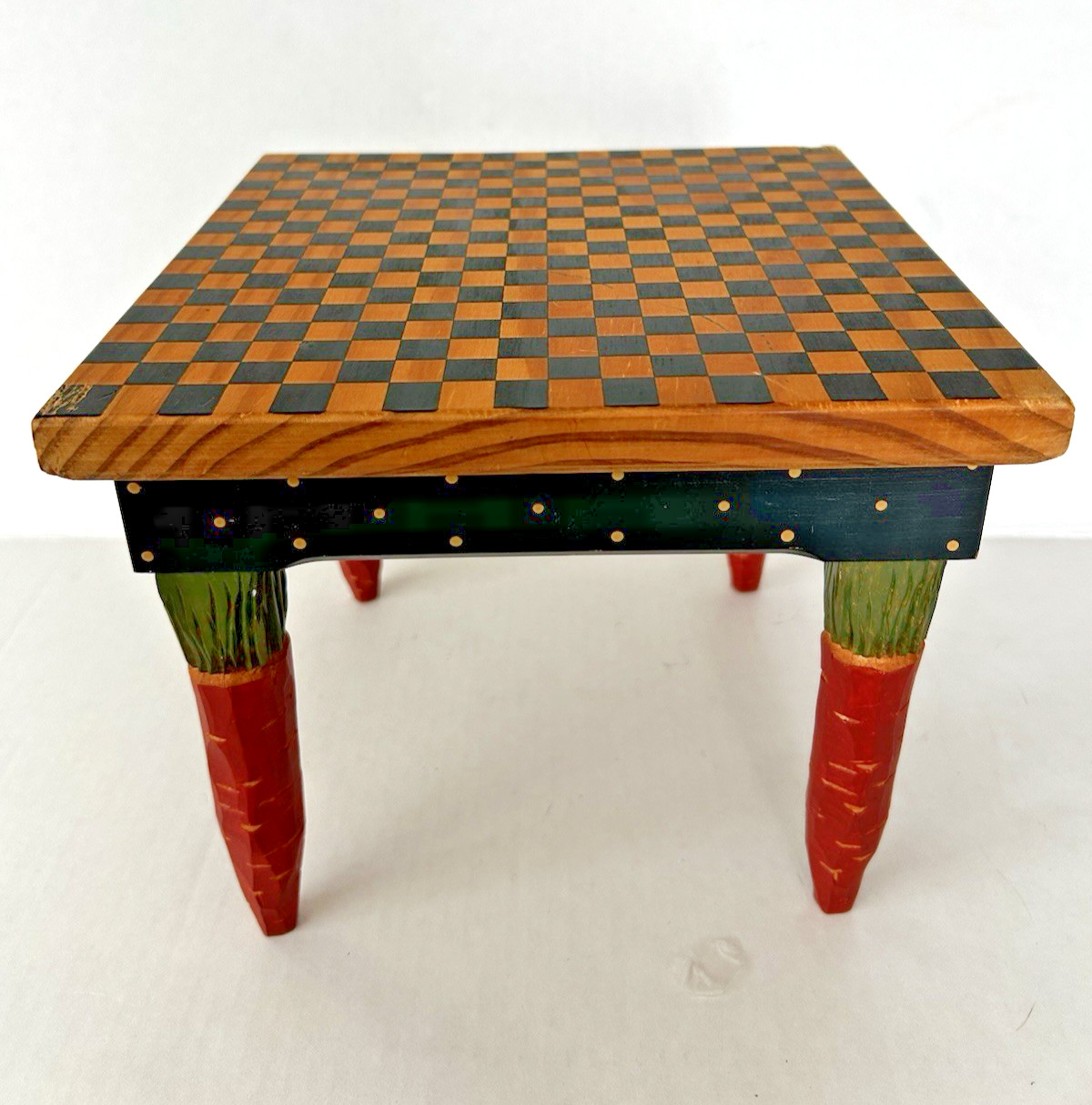 Williraye Studio Folk-art Checkerboard Table W/ Carrot Legs WW 4101 Retired 1997
