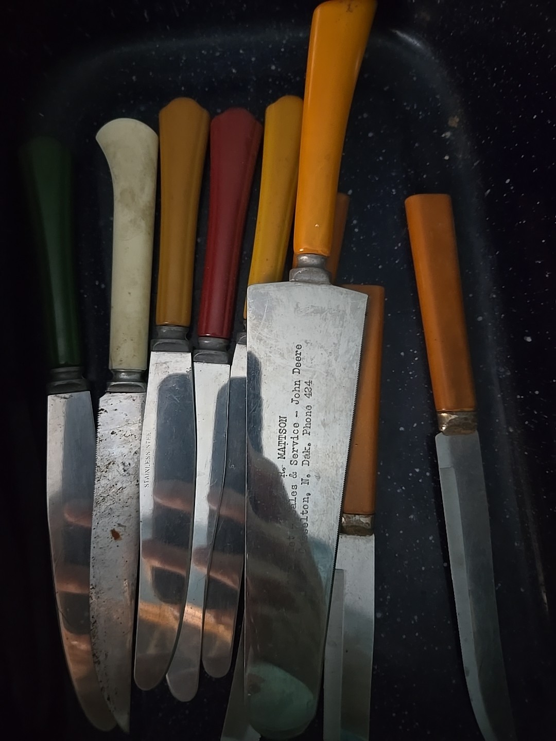 Vtg Casselton North Dakota Knife Chevrolet John Deere Advertising Bakelite Lot 