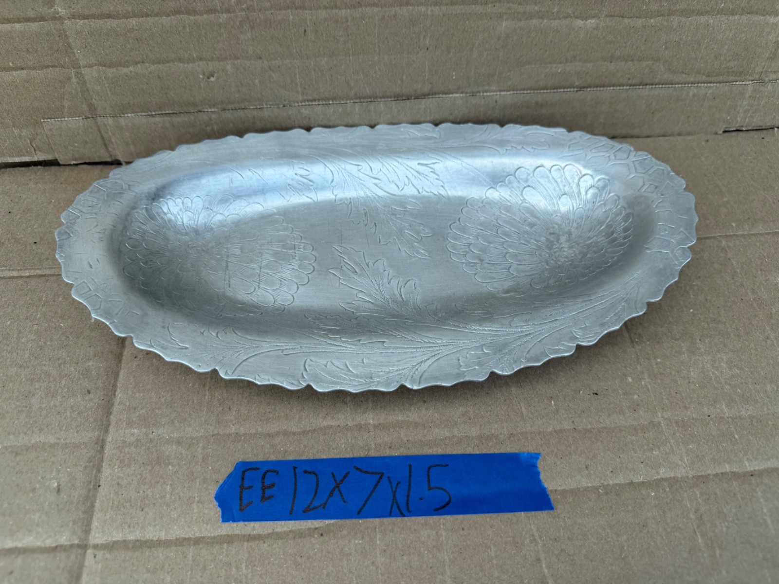 Vintage Forman Family Aluminum Chrysanthemum Celery Bread Tray