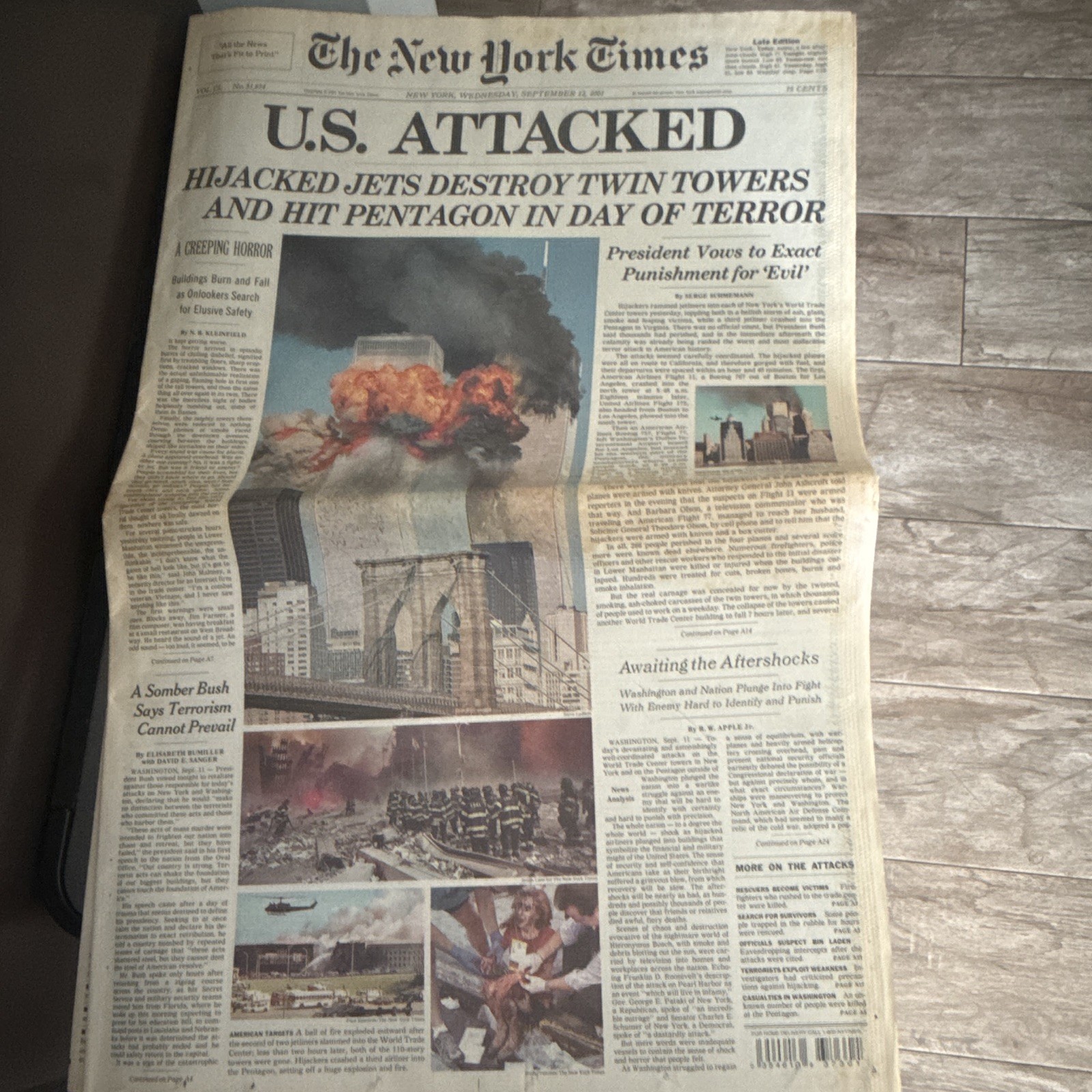 9/11 Newspaper Front Page Lot: The New York Times & The Star-Ledger