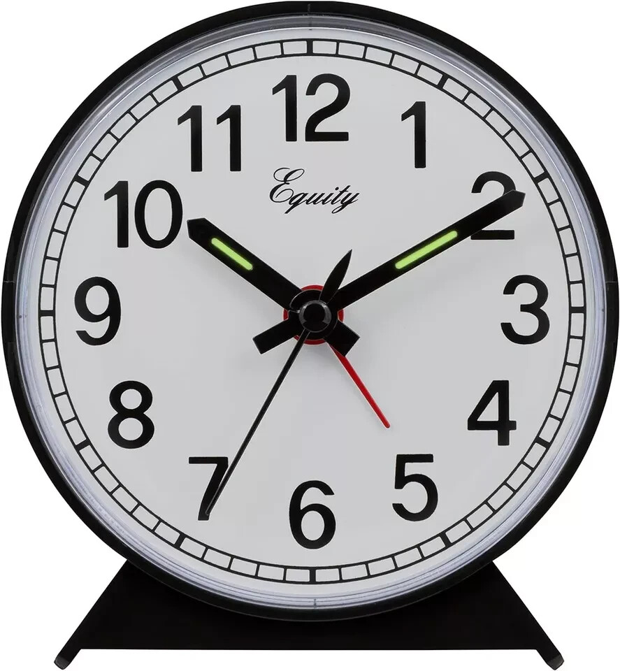Equity 14075 Black Analog Windup Alarm Clock