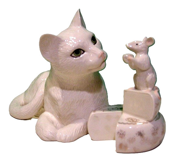 Lenox Cat with Mouse MAKING FRIENDS Kitty Figurine NEW IN BOX