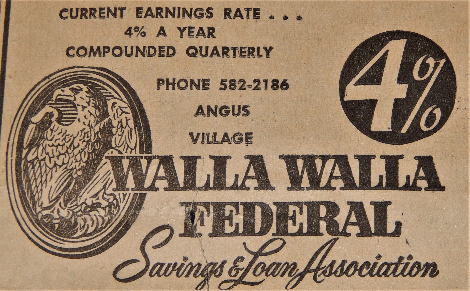 Vintage Advertisement, WA, 1962, WALLA WALLA SAVINGS & LOAN ASSC,