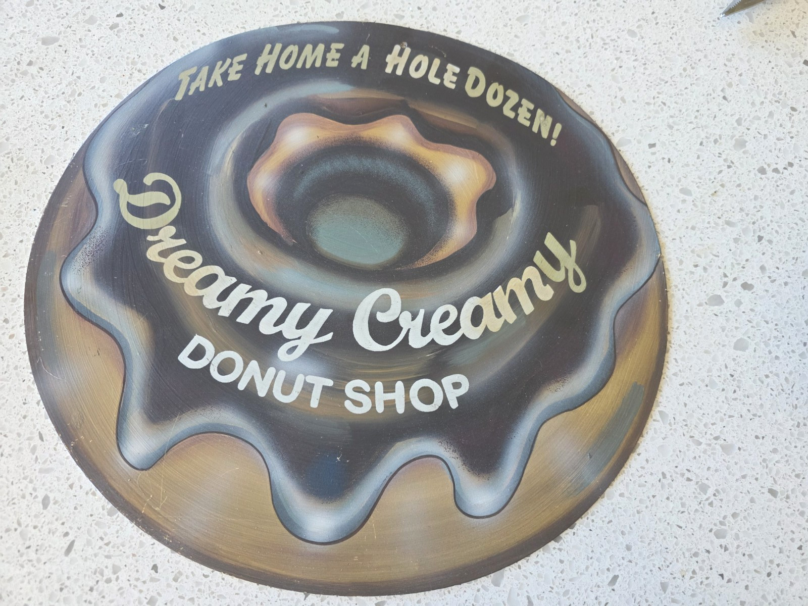 Vintage Dreamy Creamy Donut Shop Metal Sign